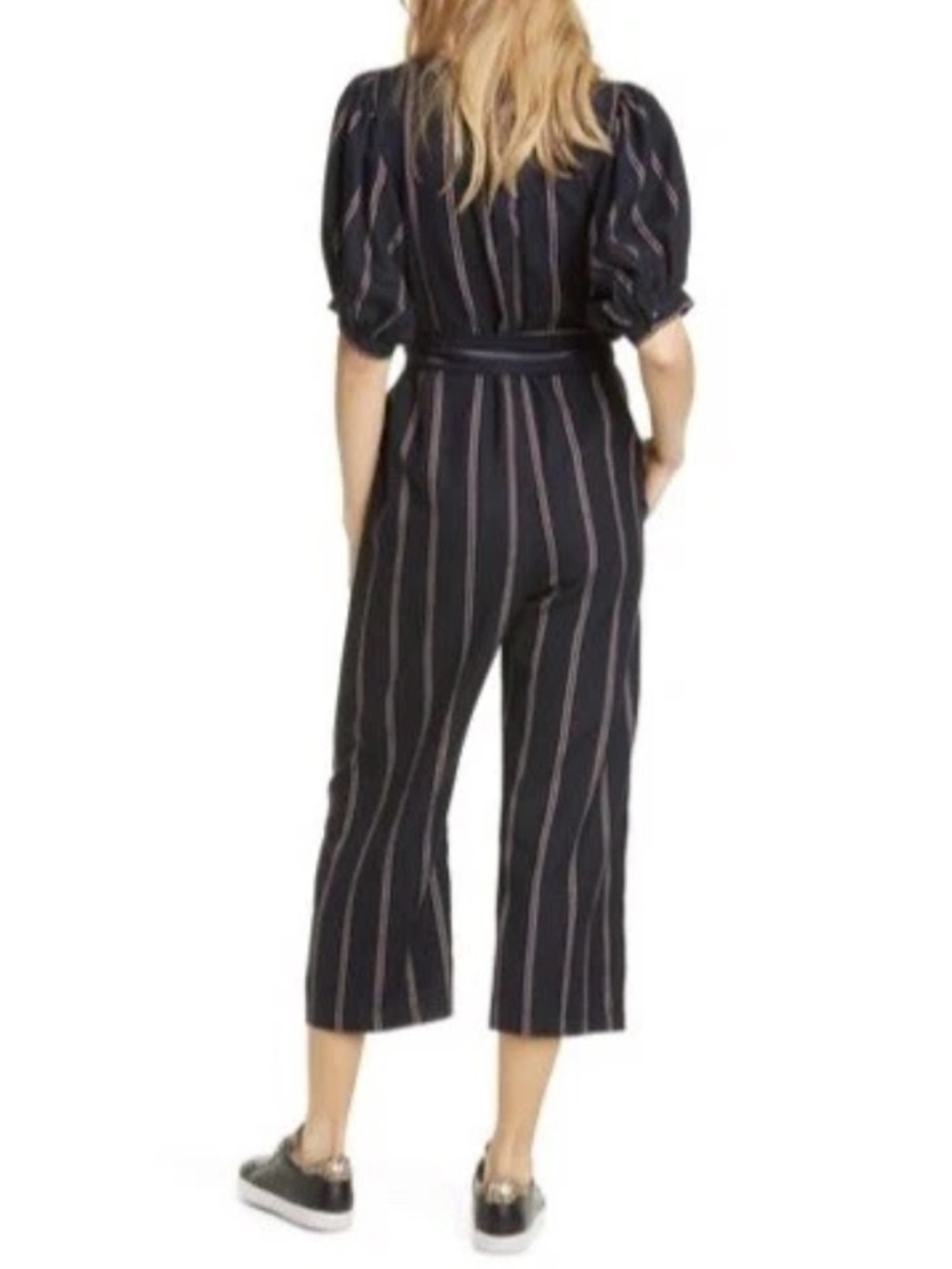 The Great The Homeroom Striped Navy Jumpsuit View 2